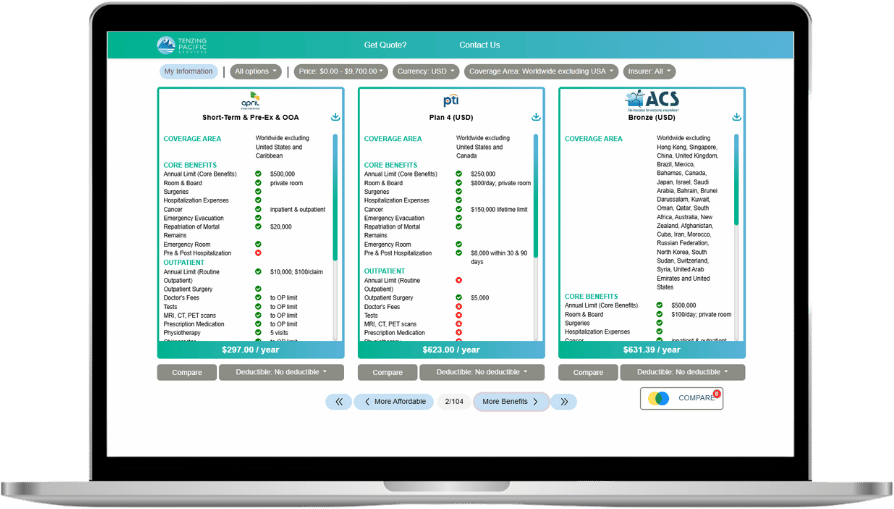 Tenzing b2c quote tools